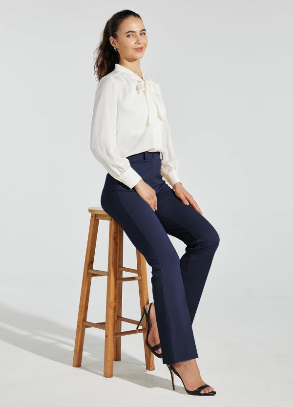 Women's Yoga Dress Pants Bootcut Work Slacks Stretch Office with Belt Loops 4 Pockets 28“/29"/30"/31"/33" - Image 82