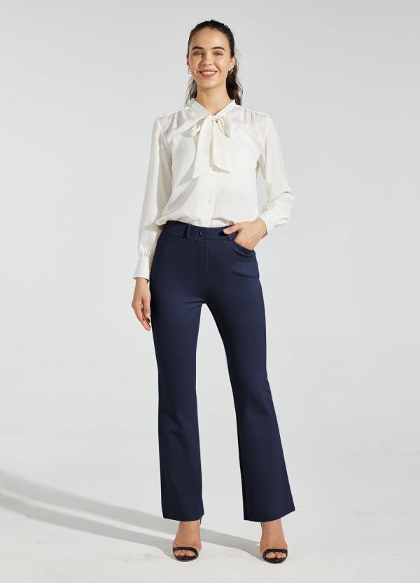 Women's Yoga Dress Pants Bootcut Work Slacks Stretch Office with Belt Loops 4 Pockets 28“/29"/30"/31"/33" - Image 85