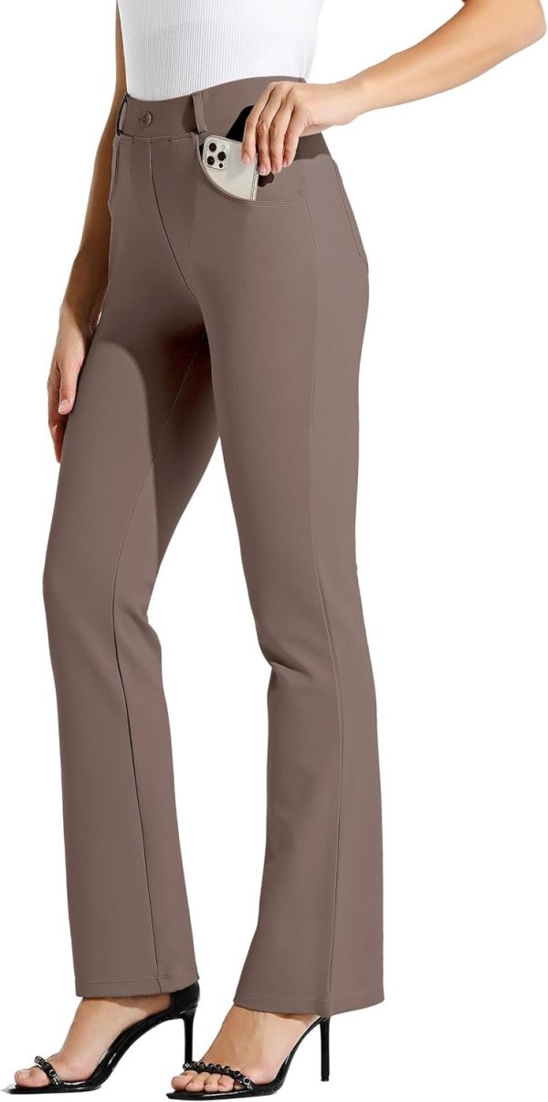 Women's Yoga Dress Pants Bootcut Work Slacks Stretch Office with Belt Loops 4 Pockets 28“/29"/30"/31"/33" - Image 86