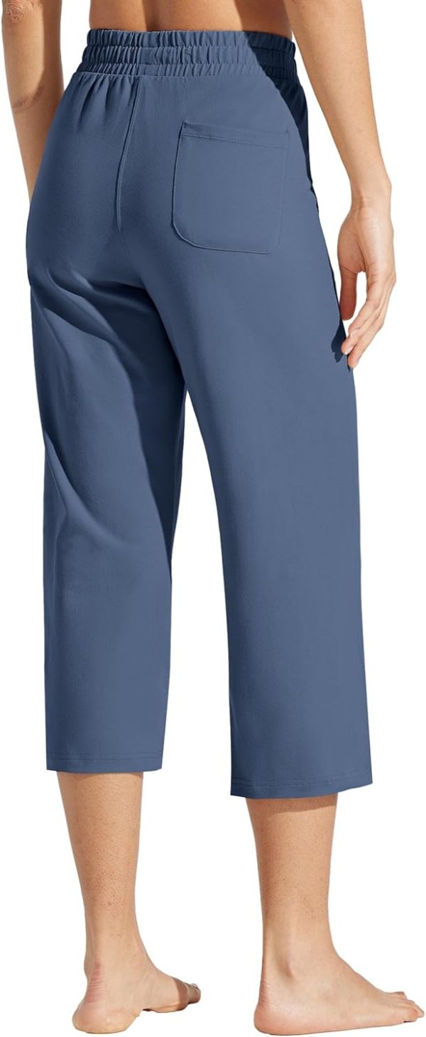 Willit Women's Capris Pants Cotton Yoga Capri Casual Lounge Pants Wide Leg Workout Sweatpants with Pockets 20" - Image 42