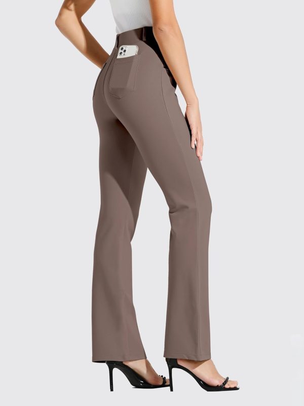 Women's Yoga Dress Pants Bootcut Work Slacks Stretch Office with Belt Loops 4 Pockets 28“/29"/30"/31"/33" - Image 87