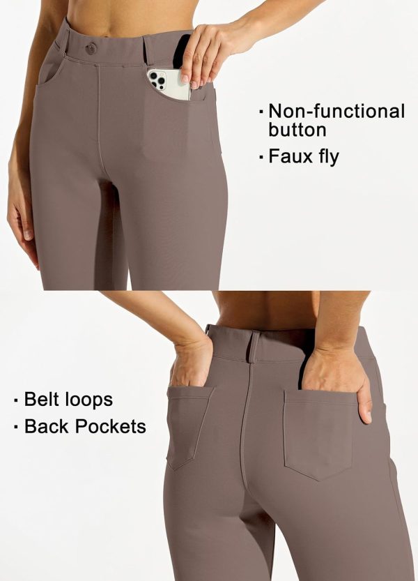 Women's Yoga Dress Pants Bootcut Work Slacks Stretch Office with Belt Loops 4 Pockets 28“/29"/30"/31"/33" - Image 89
