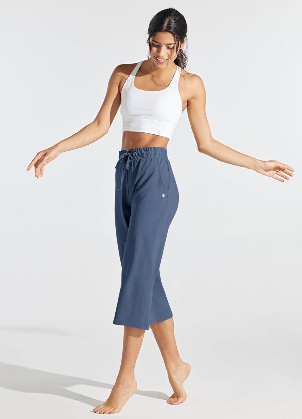 Willit Women's Capris Pants Cotton Yoga Capri Casual Lounge Pants Wide Leg Workout Sweatpants with Pockets 20" - Image 46