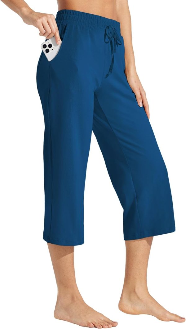 Willit Women's Capris Pants Cotton Yoga Capri Casual Lounge Pants Wide Leg Workout Sweatpants with Pockets 20" - Image 47
