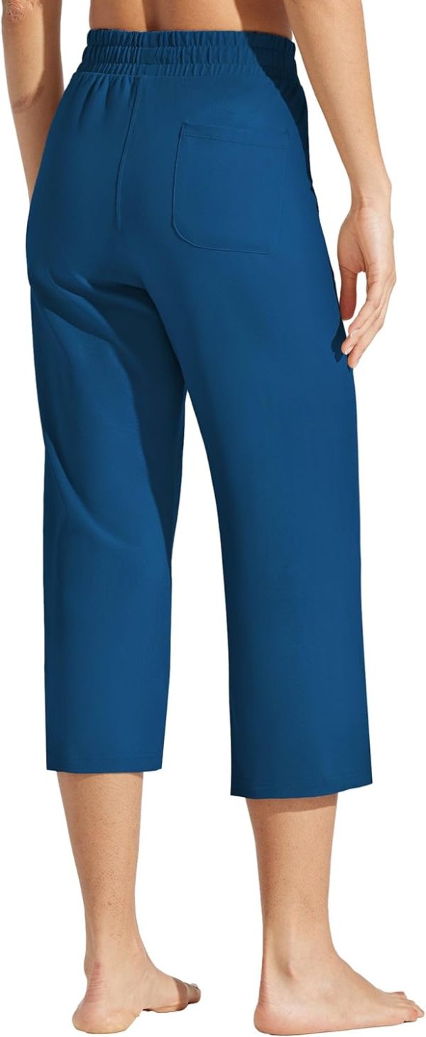 Willit Women's Capris Pants Cotton Yoga Capri Casual Lounge Pants Wide Leg Workout Sweatpants with Pockets 20" - Image 48