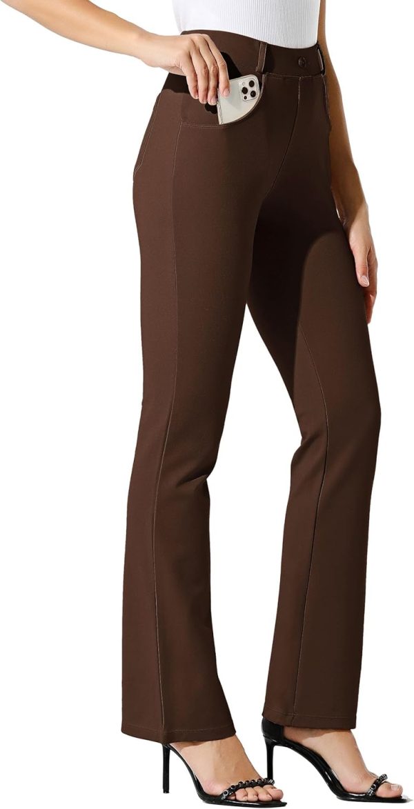 Women's Yoga Dress Pants Bootcut Work Slacks Stretch Office with Belt Loops 4 Pockets 28“/29"/30"/31"/33" - Image 92