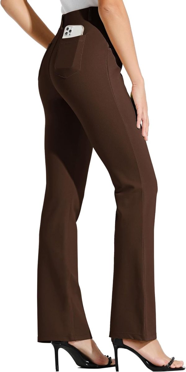 Women's Yoga Dress Pants Bootcut Work Slacks Stretch Office with Belt Loops 4 Pockets 28“/29"/30"/31"/33" - Image 93