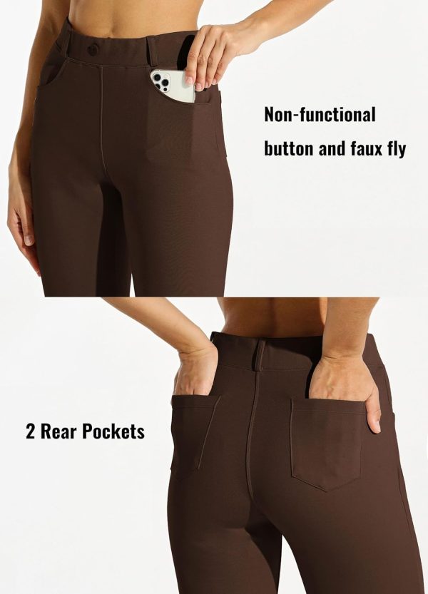 Women's Yoga Dress Pants Bootcut Work Slacks Stretch Office with Belt Loops 4 Pockets 28“/29"/30"/31"/33" - Image 95