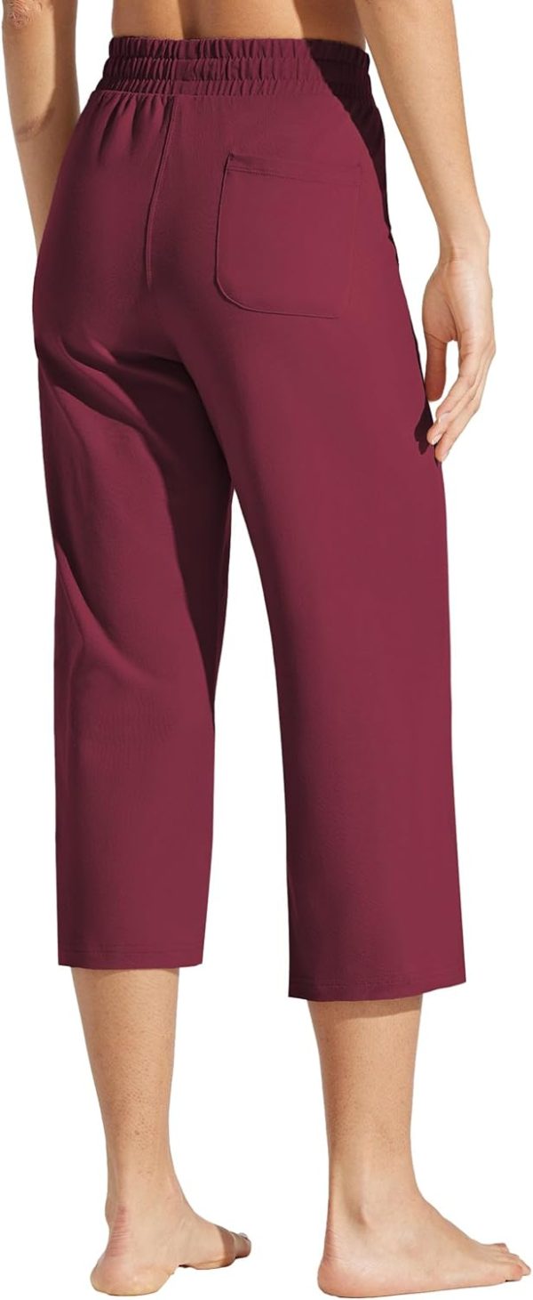 Willit Women's Capris Pants Cotton Yoga Capri Casual Lounge Pants Wide Leg Workout Sweatpants with Pockets 20" - Image 54