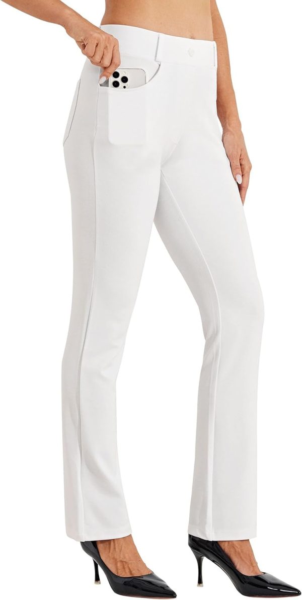 Women's Yoga Dress Pants Bootcut Work Slacks Stretch Office with Belt Loops 4 Pockets 28“/29"/30"/31"/33" - Image 98