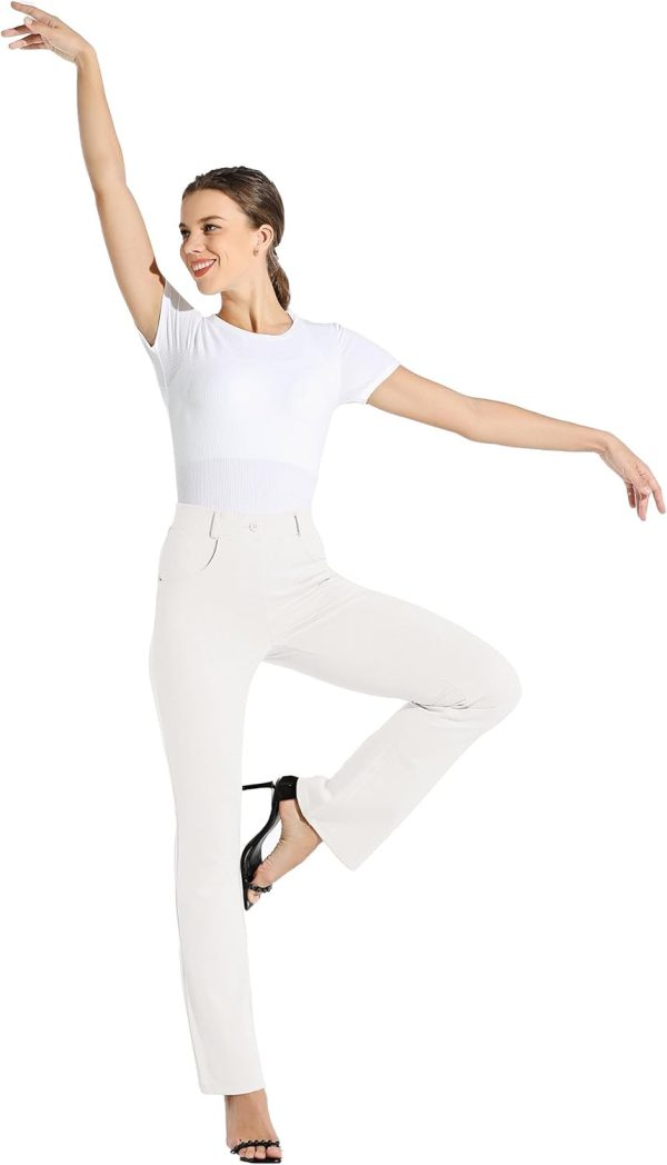 Women's Yoga Dress Pants Bootcut Work Slacks Stretch Office with Belt Loops 4 Pockets 28“/29"/30"/31"/33" - Image 102