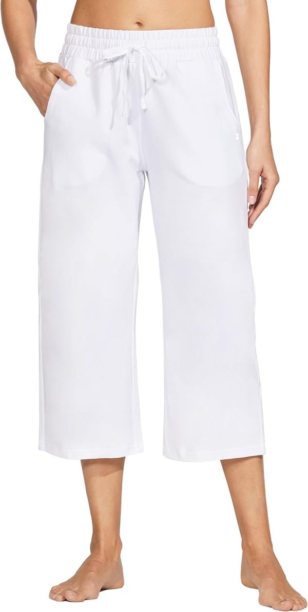 Willit Women's Capris Pants Cotton Yoga Capri Casual Lounge Pants Wide Leg Workout Sweatpants with Pockets 20" - Image 61