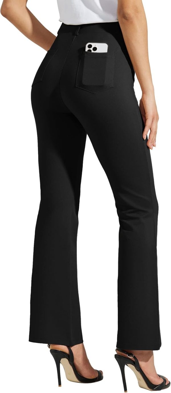 Women's Yoga Dress Pants Bootcut Work Slacks Stretch Office with Belt Loops 4 Pockets 28“/29"/30"/31"/33" - Image 105
