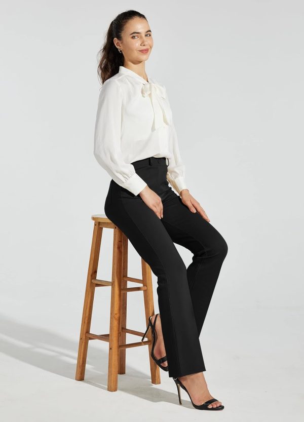 Women's Yoga Dress Pants Bootcut Work Slacks Stretch Office with Belt Loops 4 Pockets 28“/29"/30"/31"/33" - Image 106