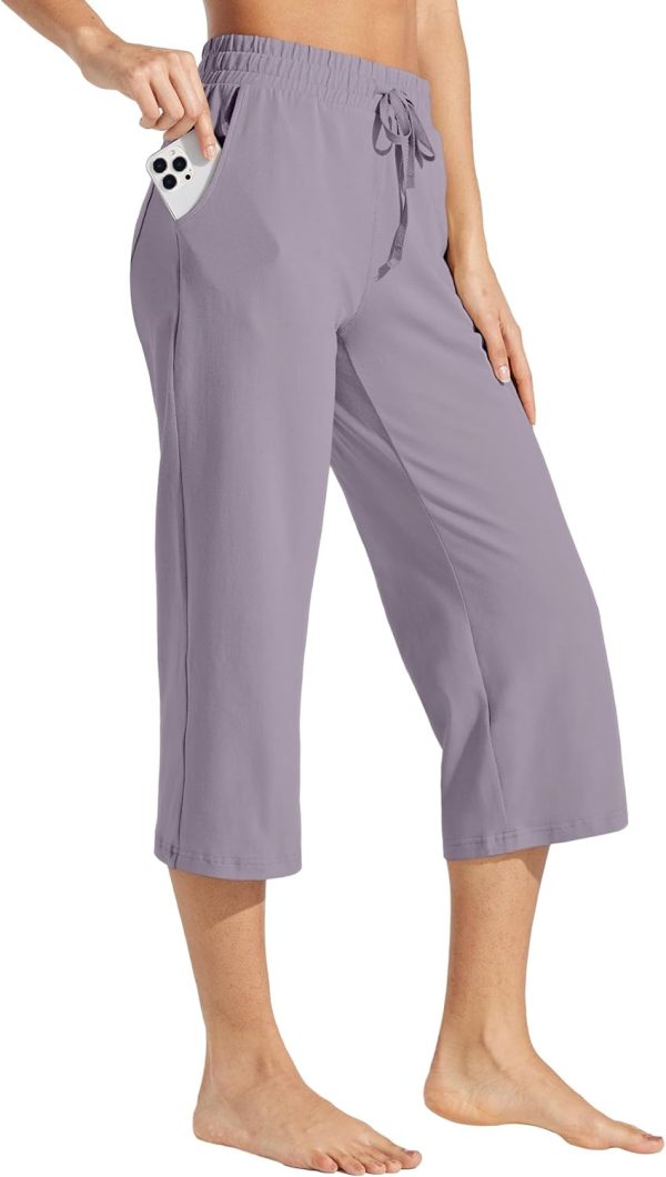 Willit Women's Capris Pants Cotton Yoga Capri Casual Lounge Pants Wide Leg Workout Sweatpants with Pockets 20" - Image 65