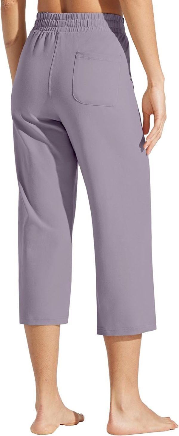 Willit Women's Capris Pants Cotton Yoga Capri Casual Lounge Pants Wide Leg Workout Sweatpants with Pockets 20" - Image 66