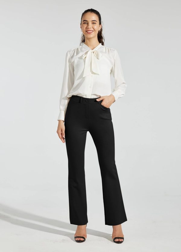 Women's Yoga Dress Pants Bootcut Work Slacks Stretch Office with Belt Loops 4 Pockets 28“/29"/30"/31"/33" - Image 108