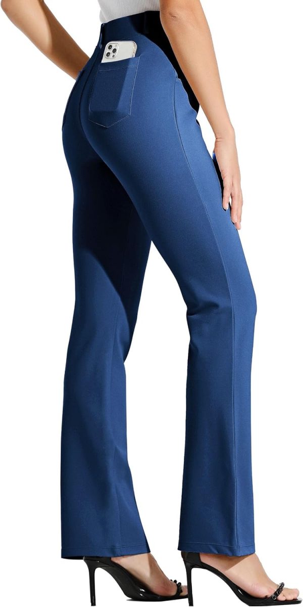 Women's Yoga Dress Pants Bootcut Work Slacks Stretch Office with Belt Loops 4 Pockets 28“/29"/30"/31"/33" - Image 110