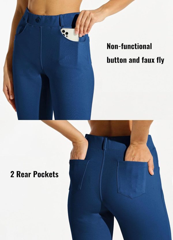 Women's Yoga Dress Pants Bootcut Work Slacks Stretch Office with Belt Loops 4 Pockets 28“/29"/30"/31"/33" - Image 112