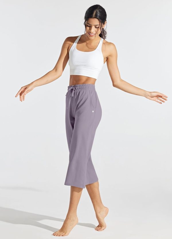 Willit Women's Capris Pants Cotton Yoga Capri Casual Lounge Pants Wide Leg Workout Sweatpants with Pockets 20" - Image 70