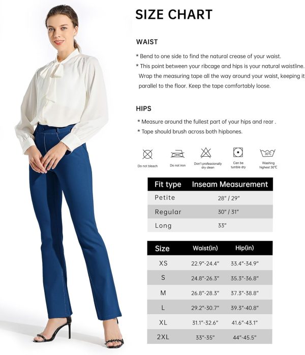 Women's Yoga Dress Pants Bootcut Work Slacks Stretch Office with Belt Loops 4 Pockets 28“/29"/30"/31"/33" - Image 114