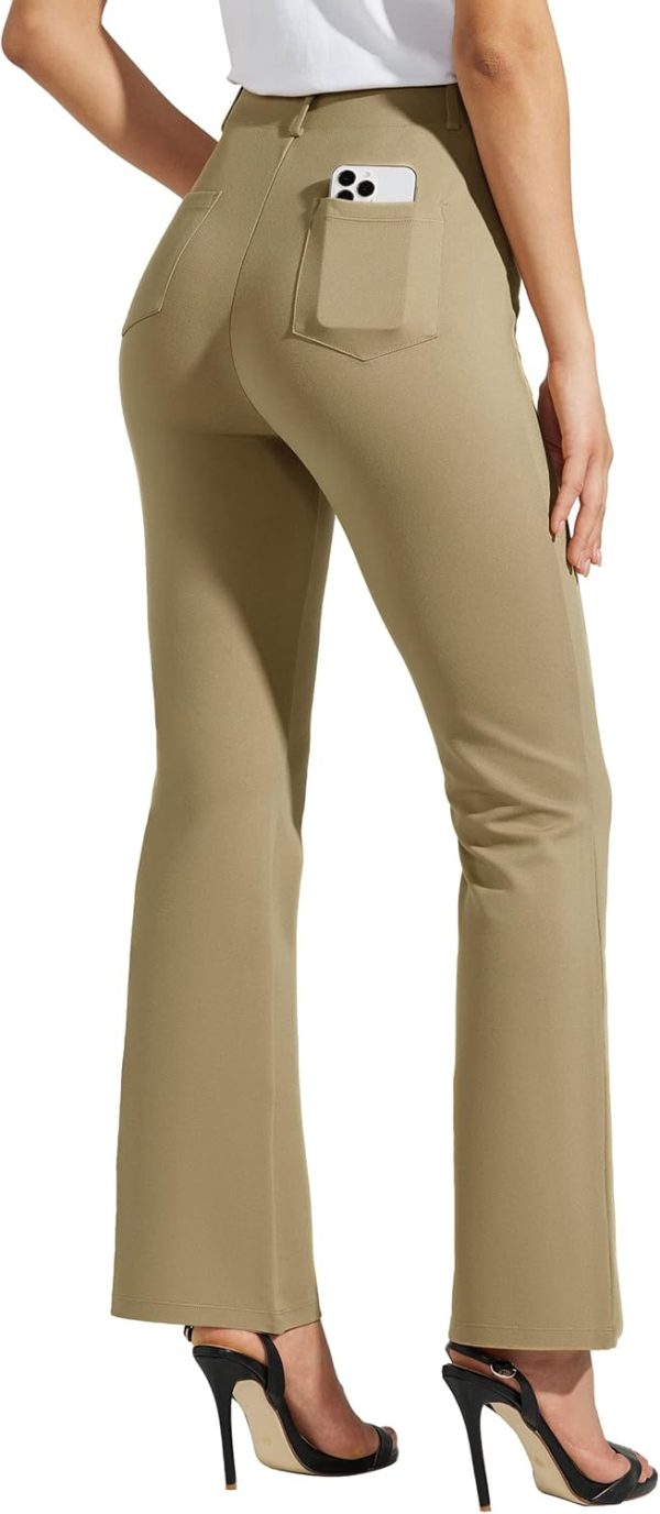 Women's Yoga Dress Pants Bootcut Work Slacks Stretch Office with Belt Loops 4 Pockets 28“/29"/30"/31"/33" - Image 116