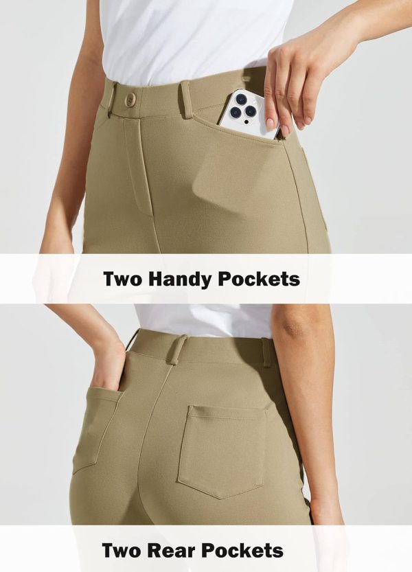 Women's Yoga Dress Pants Bootcut Work Slacks Stretch Office with Belt Loops 4 Pockets 28“/29"/30"/31"/33" - Image 118
