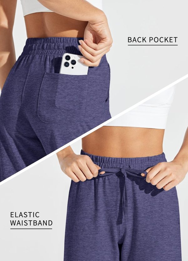 Willit Women's Capris Pants Cotton Yoga Capri Casual Lounge Pants Wide Leg Workout Sweatpants with Pockets 20" - Image 75