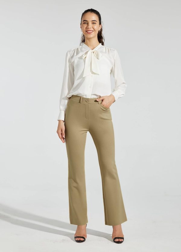 Women's Yoga Dress Pants Bootcut Work Slacks Stretch Office with Belt Loops 4 Pockets 28“/29"/30"/31"/33" - Image 120