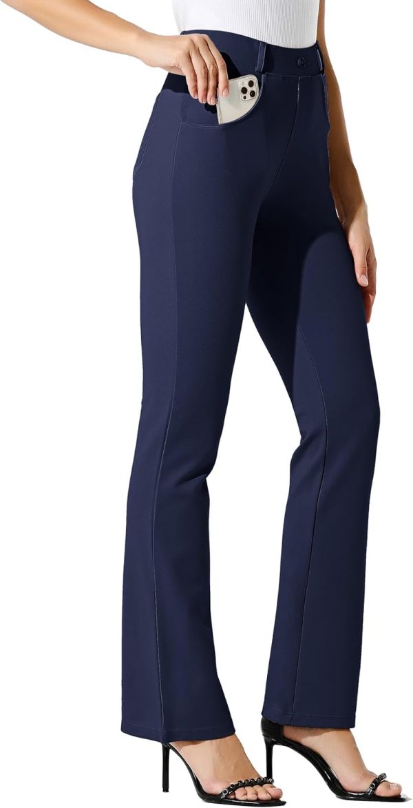 Women's Yoga Dress Pants Bootcut Work Slacks Stretch Office with Belt Loops 4 Pockets 28“/29"/30"/31"/33" - Image 121