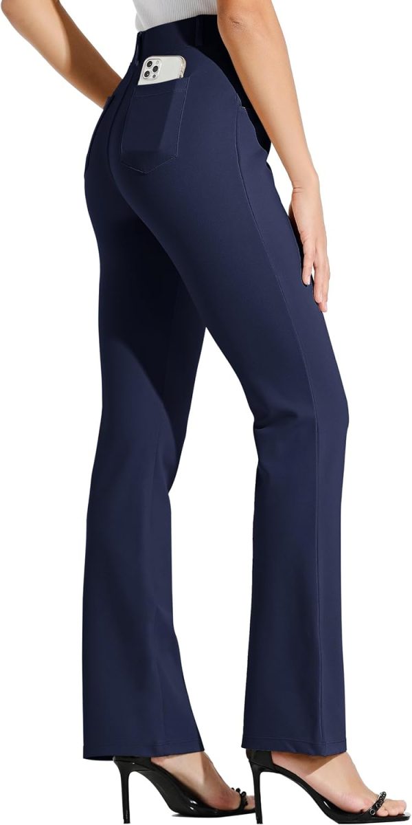 Women's Yoga Dress Pants Bootcut Work Slacks Stretch Office with Belt Loops 4 Pockets 28“/29"/30"/31"/33" - Image 122