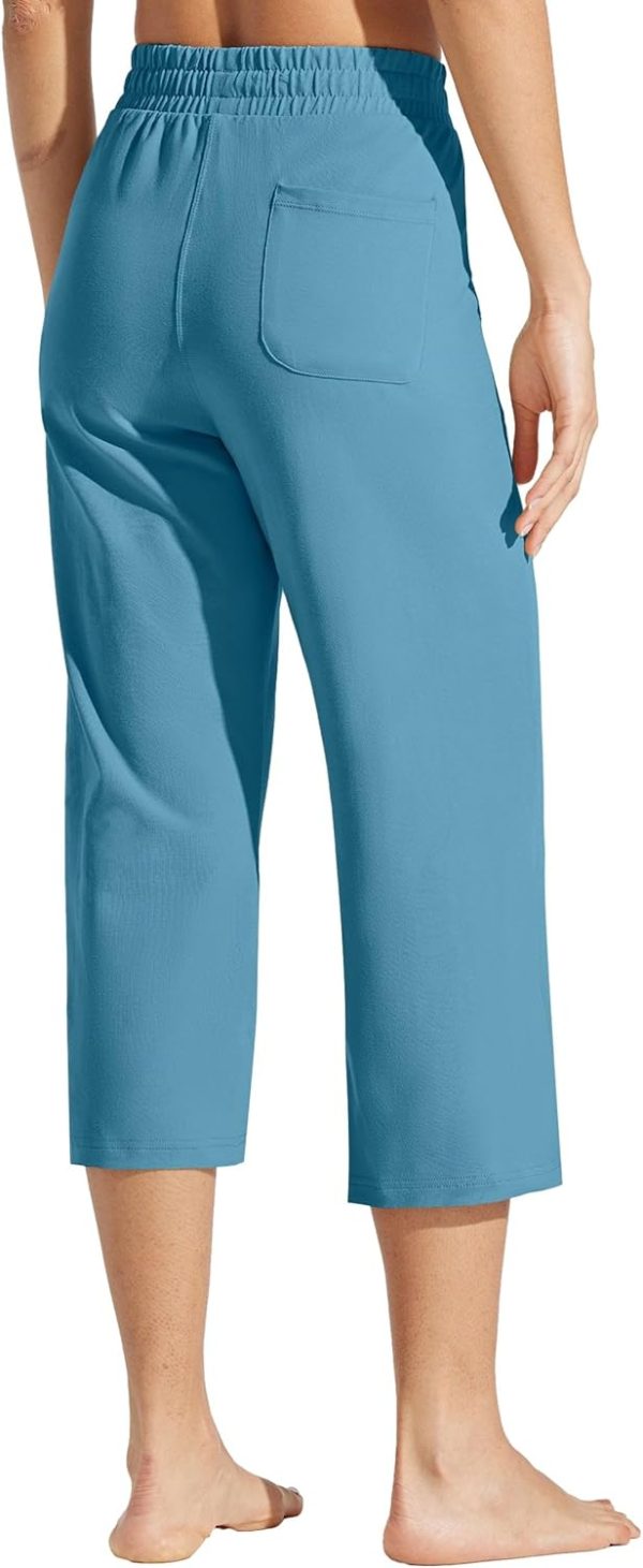 Willit Women's Capris Pants Cotton Yoga Capri Casual Lounge Pants Wide Leg Workout Sweatpants with Pockets 20" - Image 78