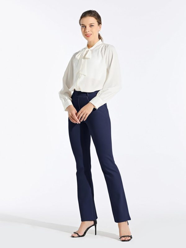 Women's Yoga Dress Pants Bootcut Work Slacks Stretch Office with Belt Loops 4 Pockets 28“/29"/30"/31"/33" - Image 123
