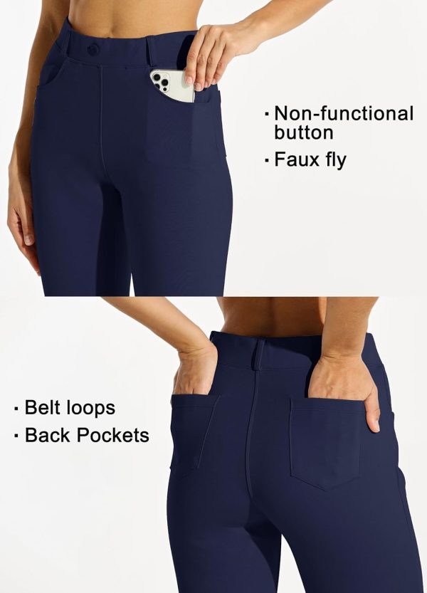 Women's Yoga Dress Pants Bootcut Work Slacks Stretch Office with Belt Loops 4 Pockets 28“/29"/30"/31"/33" - Image 124