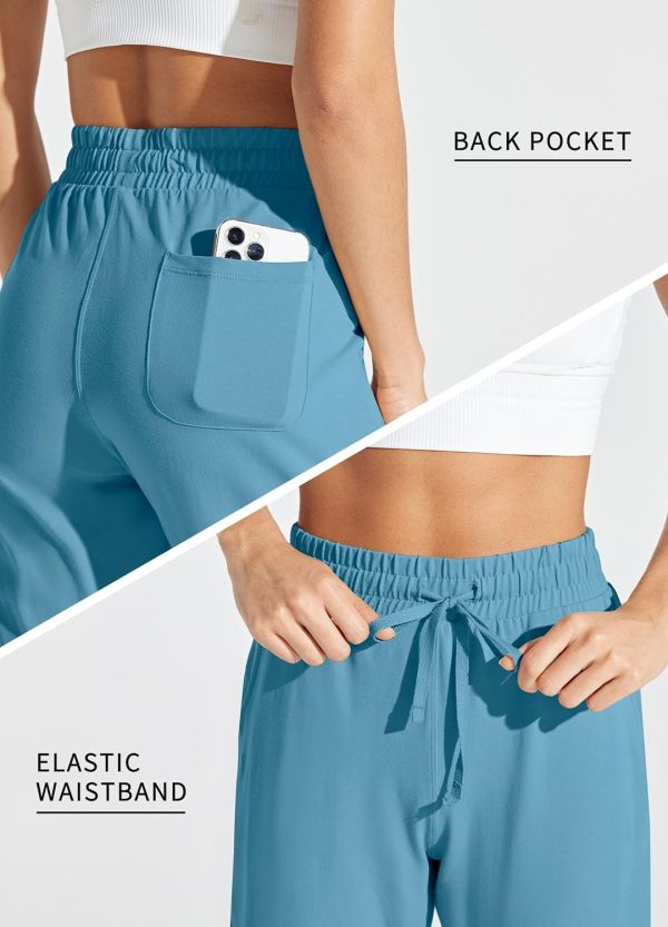 Willit Women's Capris Pants Cotton Yoga Capri Casual Lounge Pants Wide Leg Workout Sweatpants with Pockets 20" - Image 81