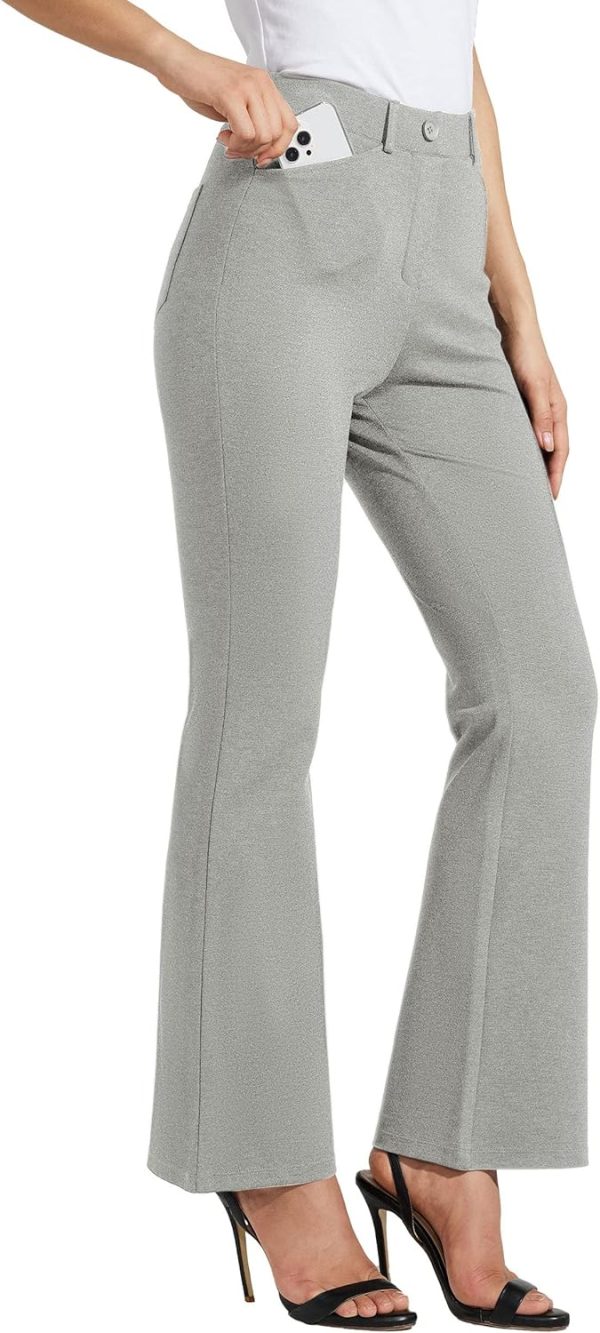 Women's Yoga Dress Pants Bootcut Work Slacks Stretch Office with Belt Loops 4 Pockets 28“/29"/30"/31"/33" - Image 127