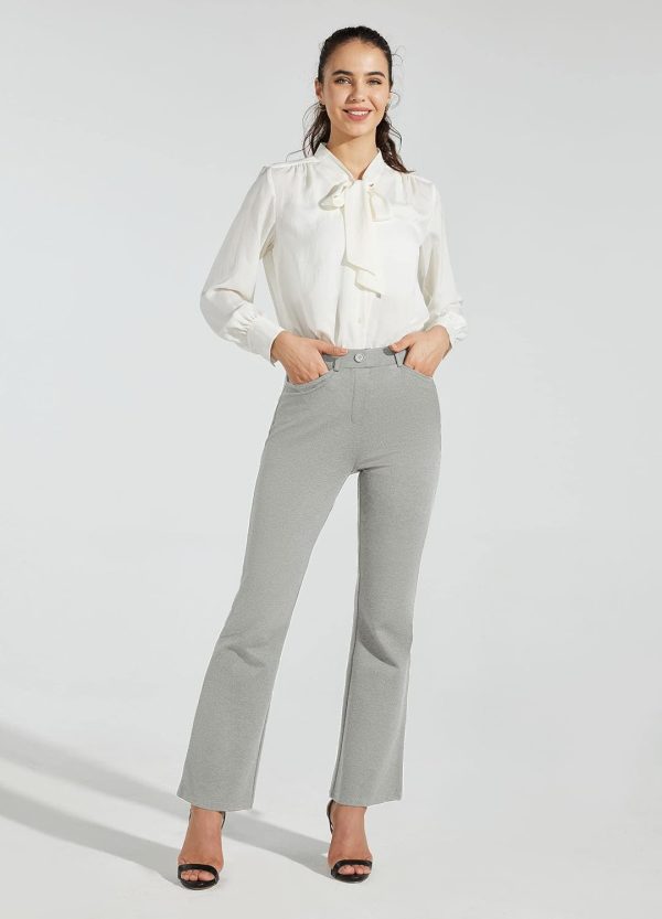 Women's Yoga Dress Pants Bootcut Work Slacks Stretch Office with Belt Loops 4 Pockets 28“/29"/30"/31"/33" - Image 129