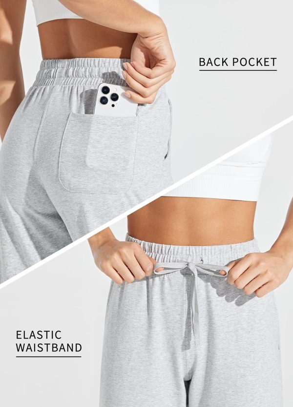 Willit Women's Capris Pants Cotton Yoga Capri Casual Lounge Pants Wide Leg Workout Sweatpants with Pockets 20" - Image 87
