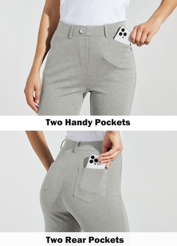 Women's Yoga Dress Pants Bootcut Work Slacks Stretch Office with Belt Loops 4 Pockets 28“/29"/30"/31"/33" - Image 131