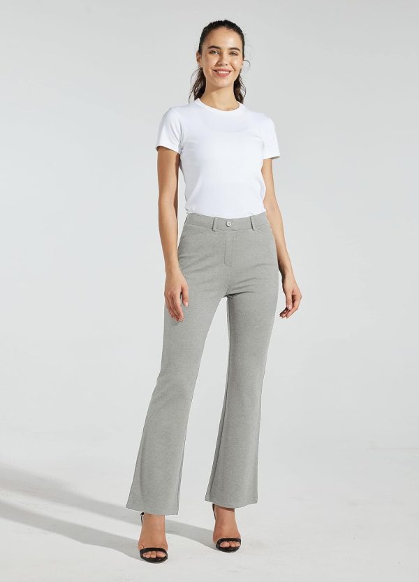 Women's Yoga Dress Pants Bootcut Work Slacks Stretch Office with Belt Loops 4 Pockets 28“/29"/30"/31"/33" - Image 132