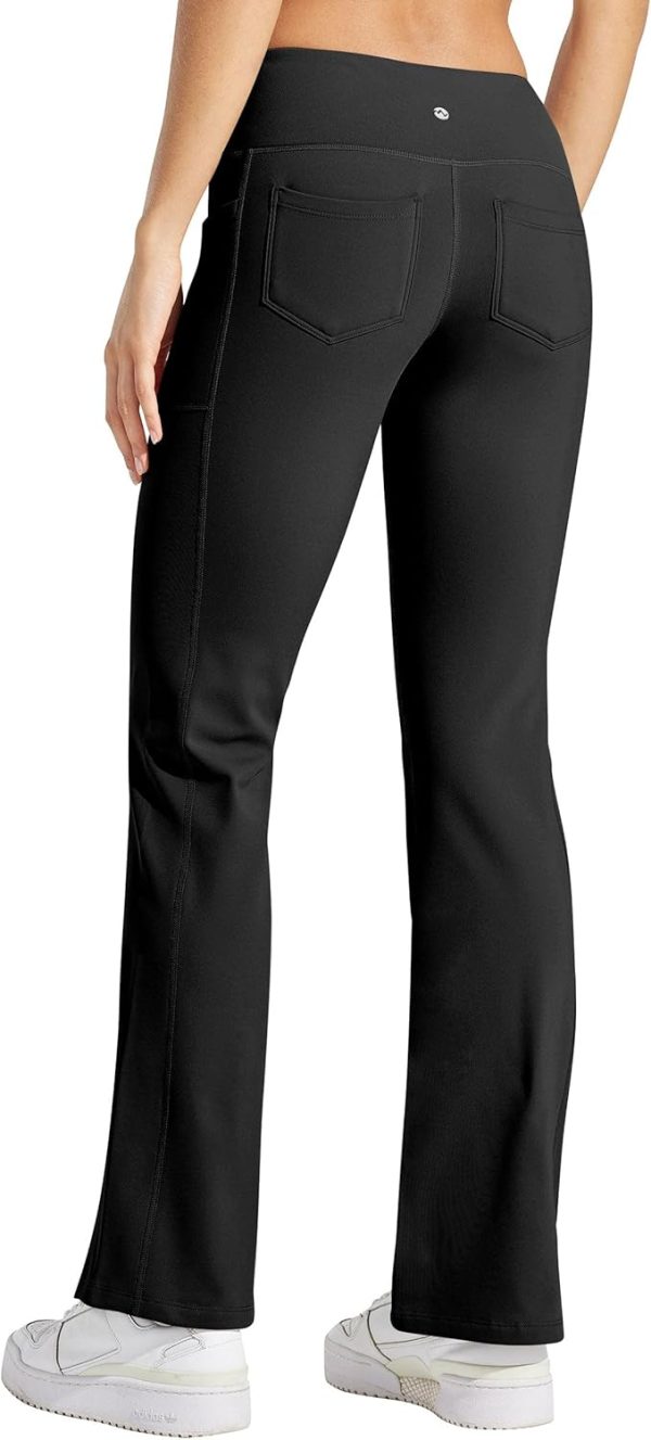 Willit Women's Fleece Lined Pants Yoga Crossover Leggings Bootcut Thermal Winter Pants Flare Leggings Water Resistant - Image 3