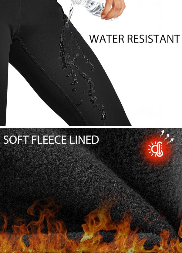 Willit Women's Fleece Lined Pants Yoga Crossover Leggings Bootcut Thermal Winter Pants Flare Leggings Water Resistant - Image 4