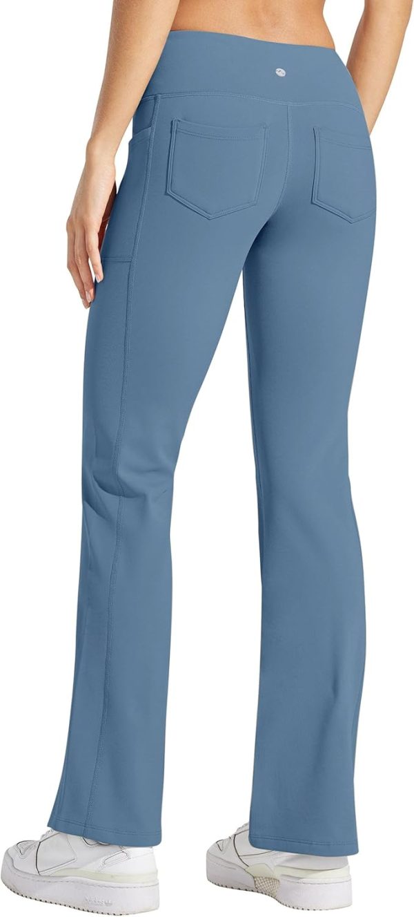 Willit Women's Fleece Lined Pants Yoga Crossover Leggings Bootcut Thermal Winter Pants Flare Leggings Water Resistant - Image 9