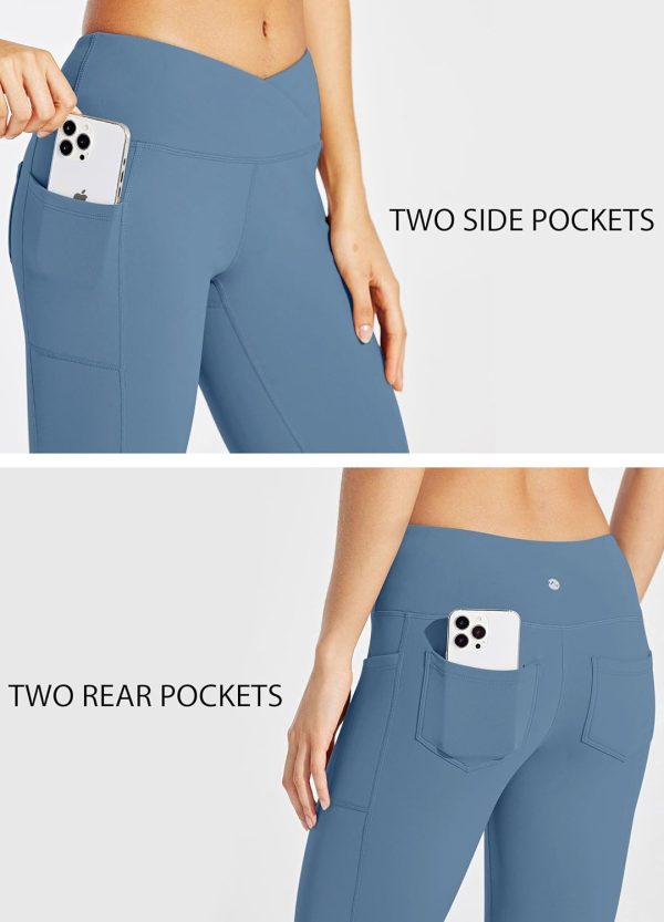 Willit Women's Fleece Lined Pants Yoga Crossover Leggings Bootcut Thermal Winter Pants Flare Leggings Water Resistant - Image 11