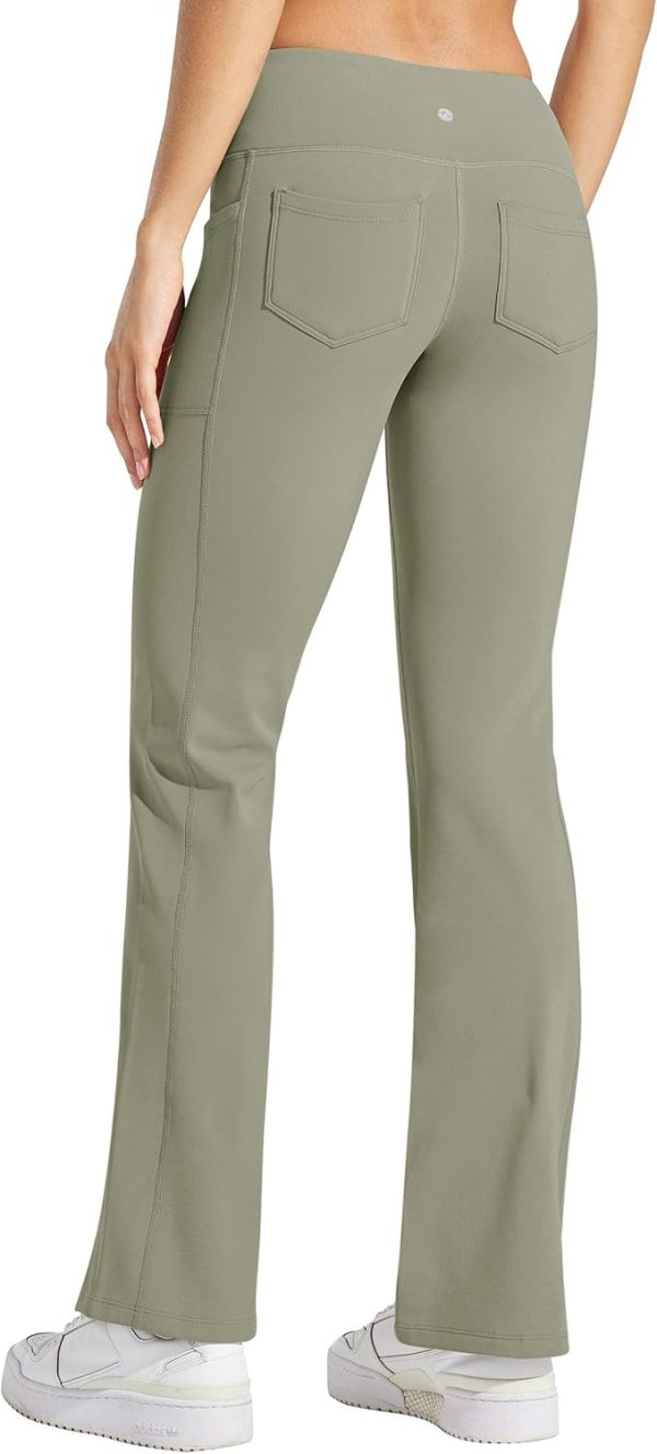 Willit Women's Fleece Lined Pants Yoga Crossover Leggings Bootcut Thermal Winter Pants Flare Leggings Water Resistant - Image 19
