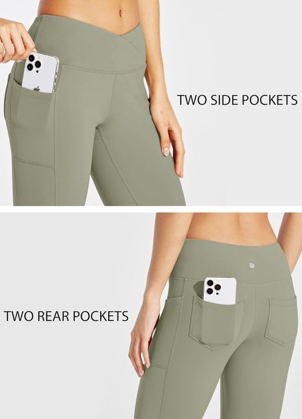 Willit Women's Fleece Lined Pants Yoga Crossover Leggings Bootcut Thermal Winter Pants Flare Leggings Water Resistant - Image 22