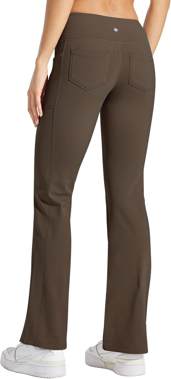 Willit Women's Fleece Lined Pants Yoga Crossover Leggings Bootcut Thermal Winter Pants Flare Leggings Water Resistant - Image 25