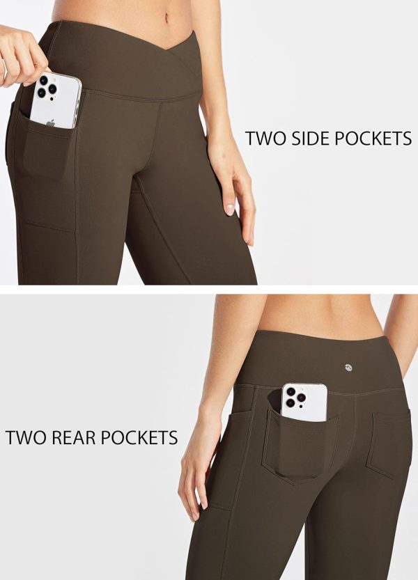 Willit Women's Fleece Lined Pants Yoga Crossover Leggings Bootcut Thermal Winter Pants Flare Leggings Water Resistant - Image 27