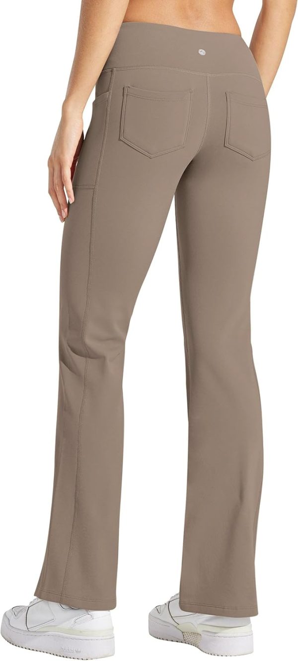 Willit Women's Fleece Lined Pants Yoga Crossover Leggings Bootcut Thermal Winter Pants Flare Leggings Water Resistant - Image 31