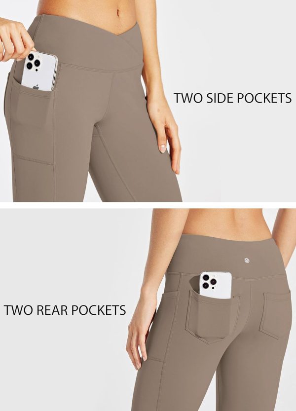 Willit Women's Fleece Lined Pants Yoga Crossover Leggings Bootcut Thermal Winter Pants Flare Leggings Water Resistant - Image 33
